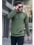 Haki Yeşili Kapüşonlu Basic Sweatshirt 6014 1