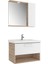 Trevi 80 cm Beyaz-Meşe Banyo Dolabı Takımı 1