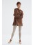 Kahverengi Reglan Kol Basic Kapüşonlu Oversize Tunik - 97242 1