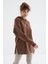 Kahverengi Reglan Kol Basic Kapüşonlu Oversize Tunik - 97242 2