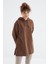 Kahverengi Reglan Kol Basic Kapüşonlu Oversize Tunik - 97242 3