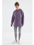 Eflatun Reglan Kol Basic Kapüşonlu Oversize Tunik - 97242 1