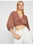 Crop Bluz V Yaka Balon Kollu 1