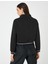 Crop Sweatshirt Yarım Fermuarlı Dik Yaka Çizgi Detaylı 4