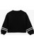 Crop Oversize Sweatshirt Çizgili Aplike Detaylı Uzun Kollu 2