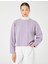 Crop Sweatshirt Örgü Desenli Uzun Kollu 3