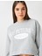Crop Sweatshirt Baskılı Uzun Kollu Bisiklet Yaka Pamuklu 2