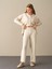 Kadın Ekru Oversize Triko Pantolon 1