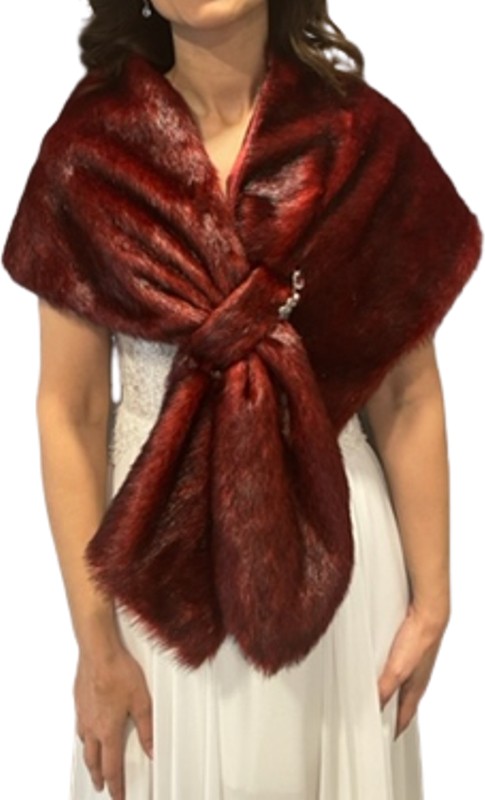 New in Style Newin Style Kristal Taşlı Broşa Sahip Gelin Etol Kürk Bolero görsel 2