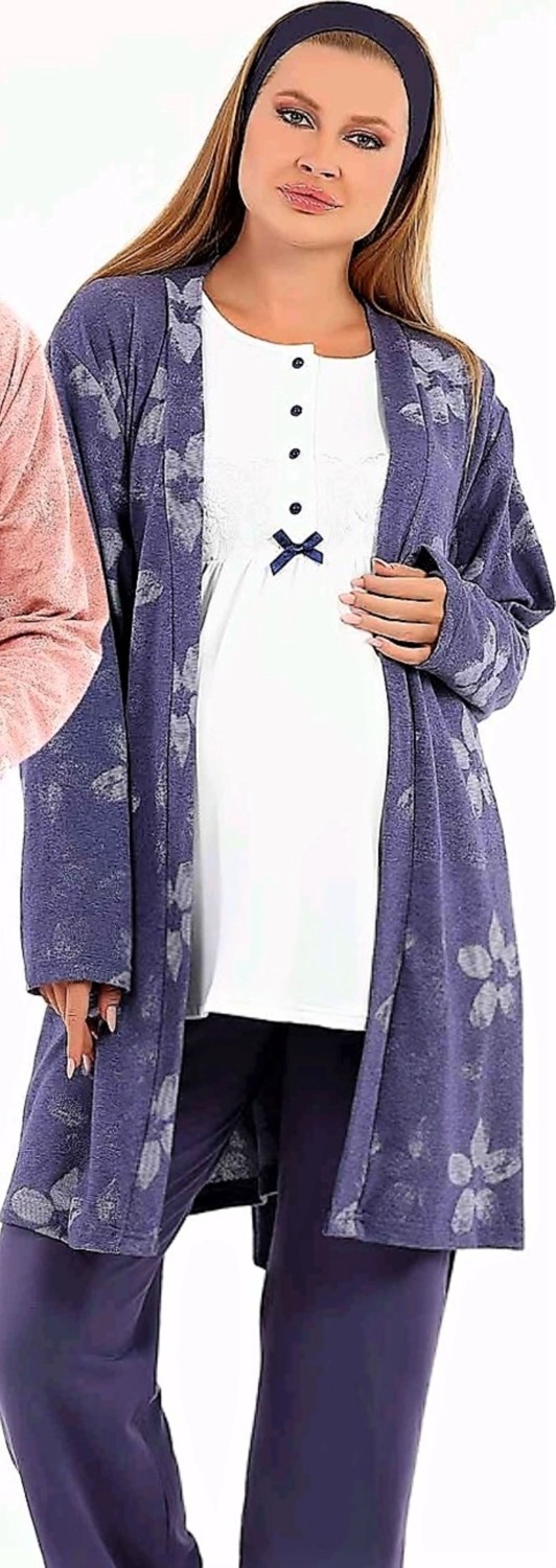 Baha Sabahlıklı Loğusa Pijama Takımı Indigo.yeni Sezon görsel 2