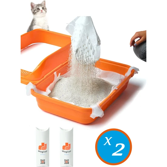 Magicat Kedi Kumu Temizleme Kokusuz Elekli Filtre  (7'Lİ S-M) 2'li Avantaj Paket