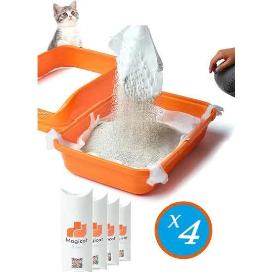 Magicat Kedi Kumu Temizleme Kokusuz Elekli Filtre ( 7 li L-XL ) 4 lü Avantaj Paketi