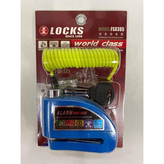 Jiekai Locks World Class 110 Db Mavi Alarmlı Disk Kilidi