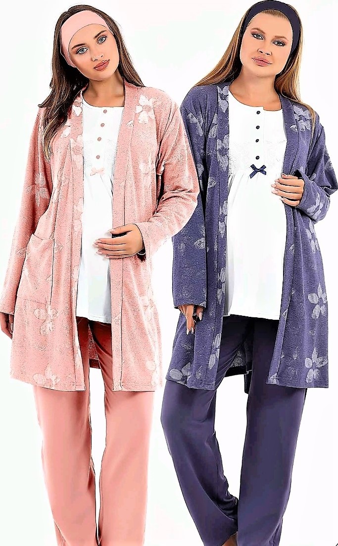 Baha Sabahlıklı Loğusa Pijama Takımı Indigo.yeni Sezon