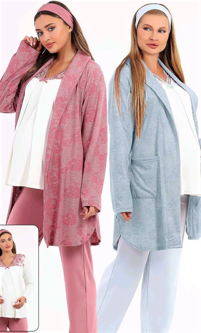 Baha Sabahlıklı Loğusa Pijama Takımı Mavi.yeni Sezon