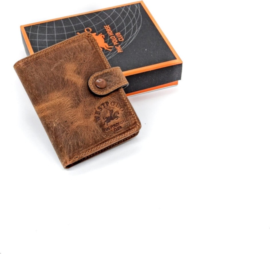West Polo CÜZDAN Hakiki Eskitme Deri Şeffaf Bölmeli Unisex Cüzdan Kartlık görsel 2