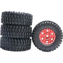 Flower World 4x 124 Rc Kauçuk Tekerlek Lastikleri Eksenel SCX24 Kamyonlar Değiştirmeler Dıy Accs Kırmızı (Yurt Dışından)