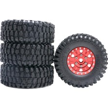 Flower World 4x 124 Rc Kauçuk Tekerlek Lastikleri Eksenel SCX24 Kamyonlar Değiştirmeler Dıy Accs Kırmızı (Yurt Dışından)