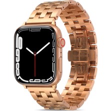 Case 4U Apple Watch Ultra Metal Katlamalı Bakla Tasarım Kordon Kayış 49mm KRD-20 Rose Gold