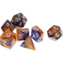 7pcs Polyhedral Çift Renkli D20 D12 D10 D8 D6 D & D Rpg Oyunu Mavi Sarı