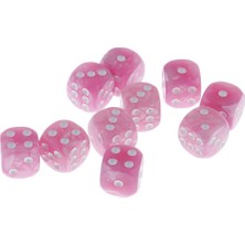 10 Adet Mtg Rpg D&d Oyunları Için Altı Taraflı Spot Die 1.6cm Pembe