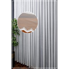 Evdepo Home Taç Puantiyeli Kullanıma Hazır 1/2 Seyrek Pile Tül Perde Tek Kanat - Ekru 100 x 250 cm