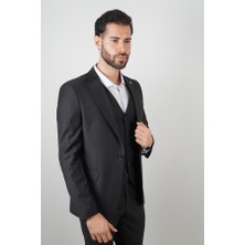 Maserto Slim Fit Siyah Takım Elbise Düz Desenli