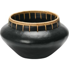 Warm Design Rattan Dikişli El Yapımı Vazo