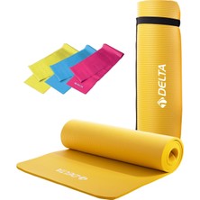 Delta Konfor Zemin 15 mm Taşıma Askılı Pilates Minderi 3'lü Pilates Bandı Egzersiz Direnç Lastiği