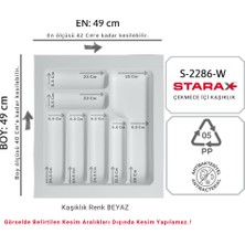 Starax S-2286-W Çekmece İçi Plastik Kaşıklık Beyaz En:49-42 D:49-40 cm. Arası Kesilir 7 Göz