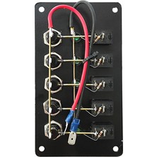 Sealux Marine 5 Anahtarlı Switch Dikey Panel 12-24v Sigorta Paneli