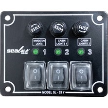 Sealux Marine 3 Anahtarlı Switch Panel Yatay 12-24v Sigorta Paneli