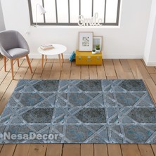 Nesa Decor Klasik Vintage Geometrik Desenli Dijital Baskı Kaymaz Taban Salon Halısı Mutfak Halısı ve Yolluk
