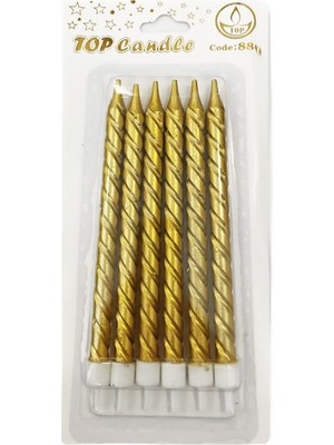 10 cm Gold / Altın Pasta Mumu (6 Adet)