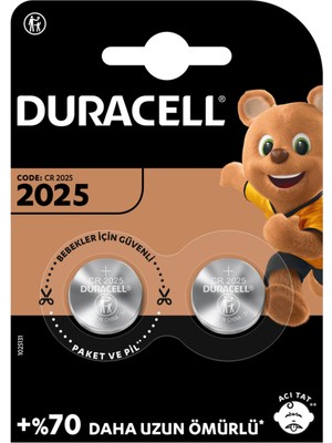Duracell CR2025 Lityum Düğme Pil 2li Blister 3V (DL2025)