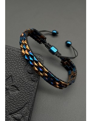 Frnch Hematit Doğal Taşlı Rose Renkli Ayarlanabilir Makrome Erkek Bileklik FRJ11672-1772-C2L