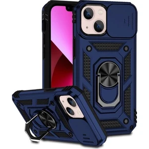Case 4U Apple iPhone 14 Kılıf Kamera Korumalı Sürgülü Vega Yüzüklü Armor Military Tank Zırh Lacivert