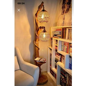 Vip Home Concept Doğal Ağaç Lambader Vip Lambader Tek Küre Aydınlatma Lambader