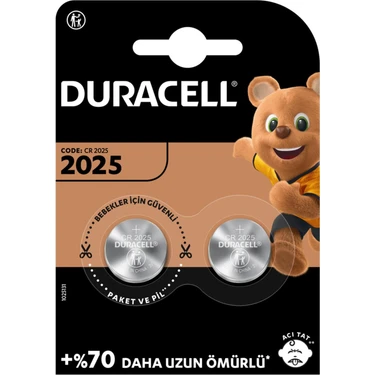 Duracell CR2025 Lityum Düğme Pil 2li Blister 3V