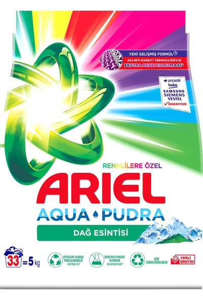 Ariel 5 kg Toz Çamaşır Deterjanı Dağ Esintisi Renkliler