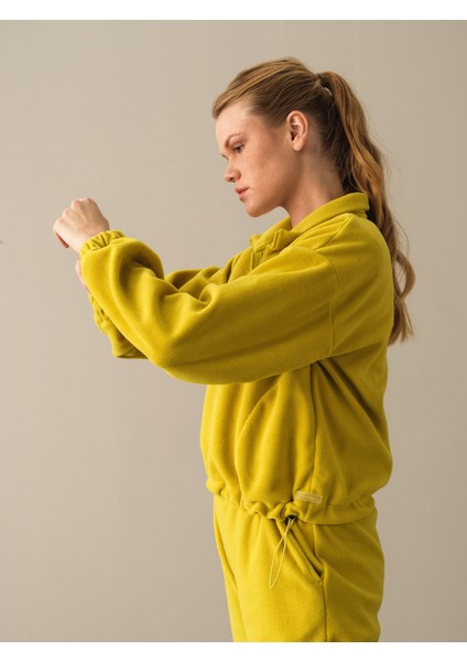 Kadın Sarı Oversize Polar Sweatshirt indirimleri