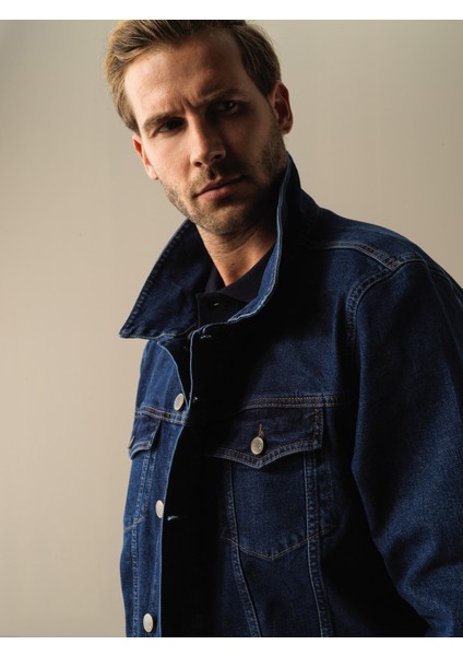 Erkek Mavi Regular Fit Denim Ceket modelleri