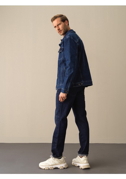 Erkek Mavi Regular Fit Denim Ceket