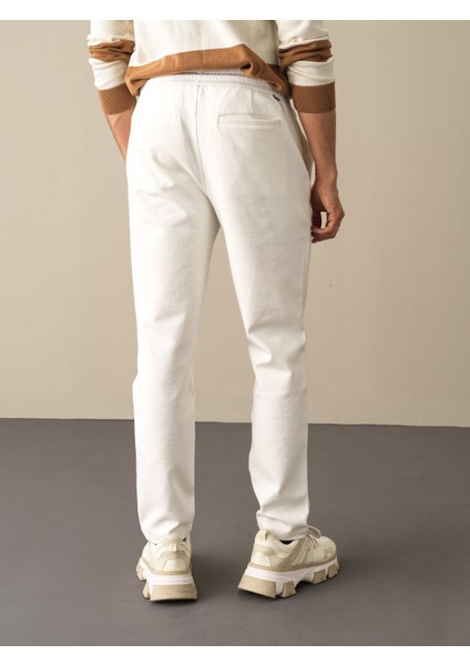 Erkek Beyaz Pamuklu Sweat Pantolon