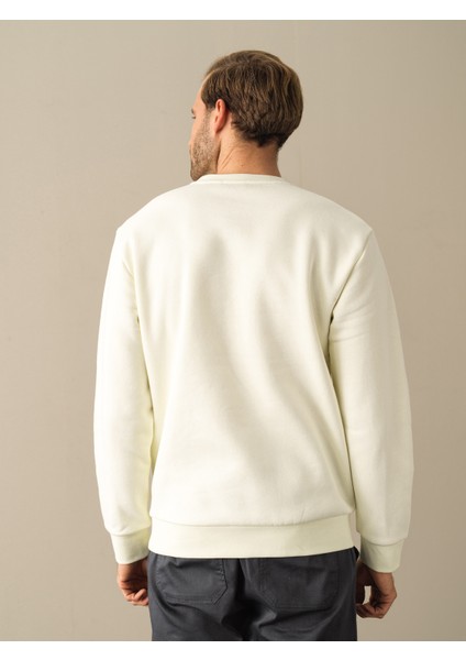 Erkek Ekru Regular Fit Baskılı Sweatshirt fırsatları