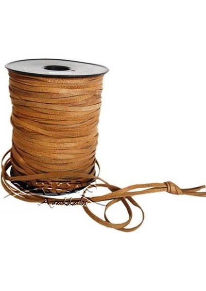 Deri Ip Sırım Yassı 4mm Naturel 1mt