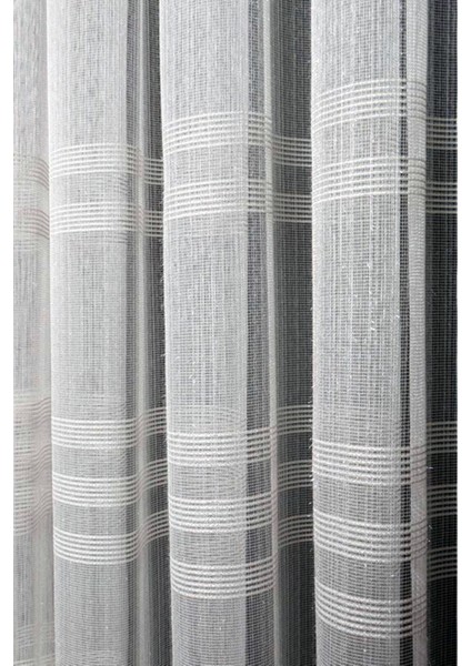 Taç Enine Çizgili Kullanıma Hazır 1/3 Sık Pile Tül Perde Tek Kanat - Ekru 100 x 240 cm fırsatları