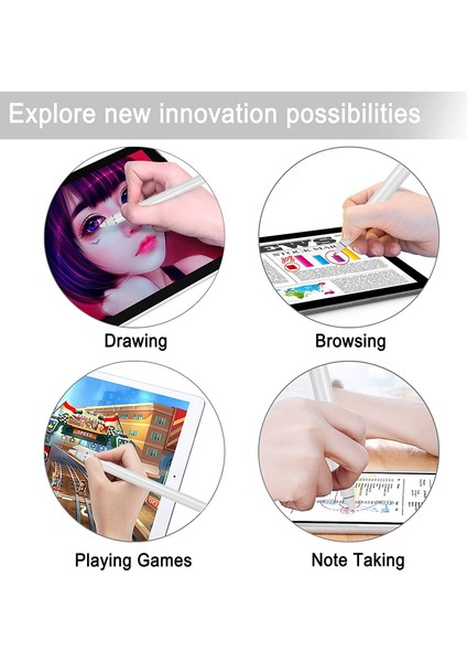 Apple iPad 10.2" Tablet Kalemi 2018 - 2022 Uyumlu Kapastif Şarjlı Universal Tablet Kalemi