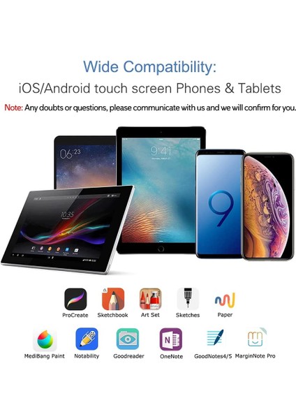 Apple iPad 10.2" Tablet Kalemi 2018 - 2022 Uyumlu Kapastif Şarjlı Universal Tablet Kalemi