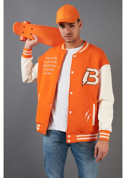 Oversize Kolej Yaka Cepli Bomber Ceket Erkek Ceket 628MNH171